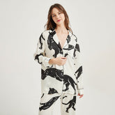 Women's animal Print Silk Pajamas Mulberry Silk Panther Pajama Set